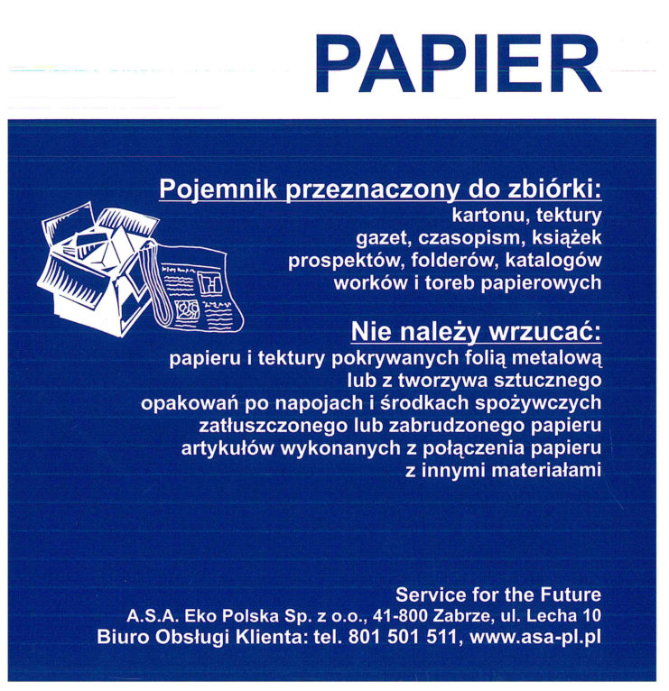 Nowa etykieta pojemników na papier