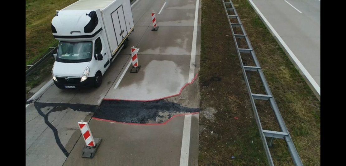 Autostrada A4 się zapadła. Ograniczenie prędkości do 40 km/h