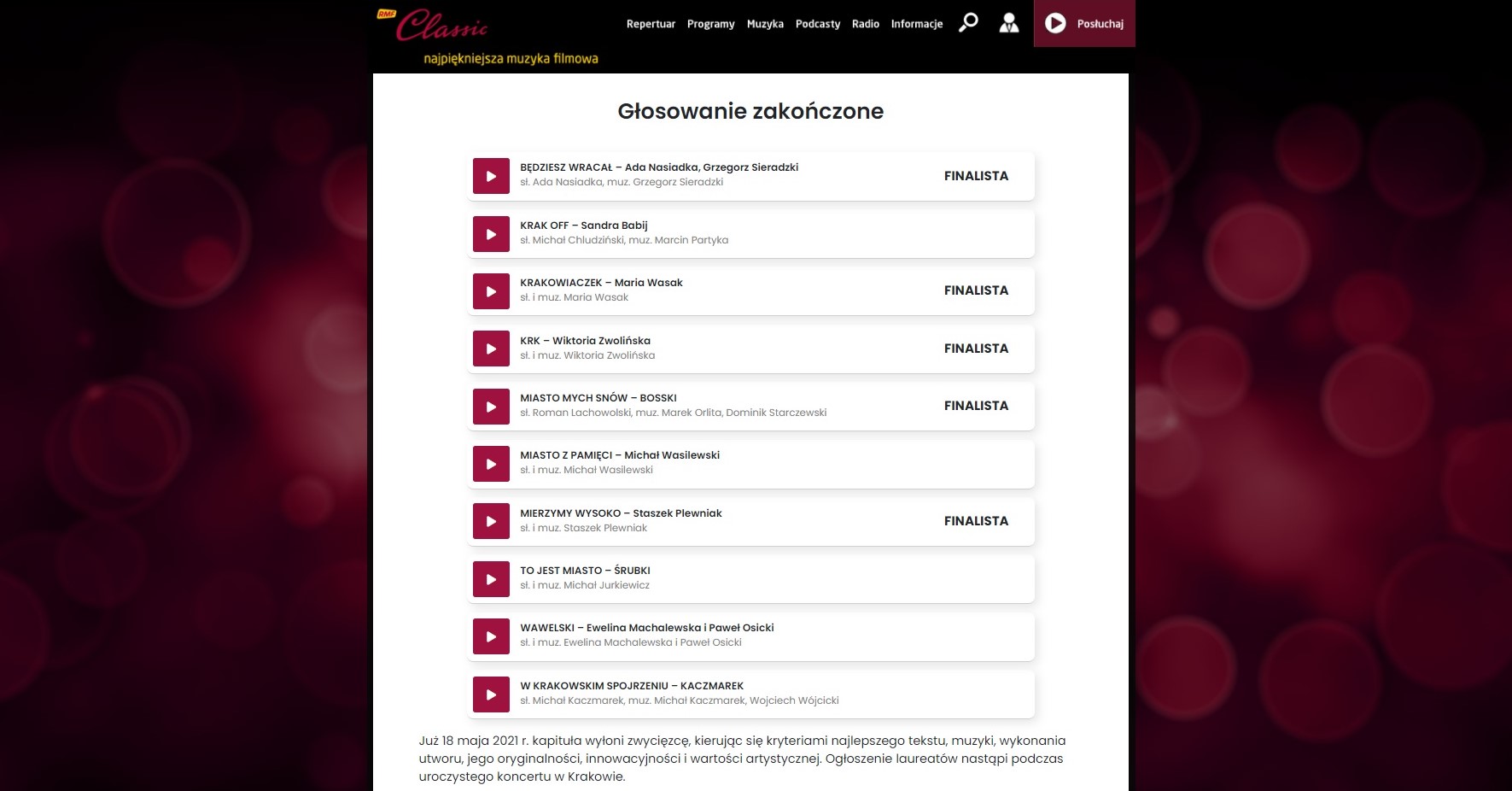 Piosenka lubinianki w finale