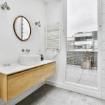 Bathroom with marble walls