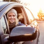 Woman driving a car
