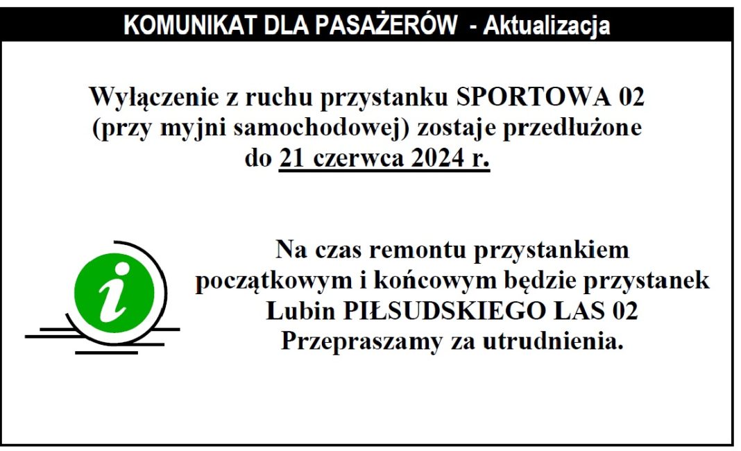 Przystanek wyłączony z ruchu na dłużej Lubin Portal Miasta