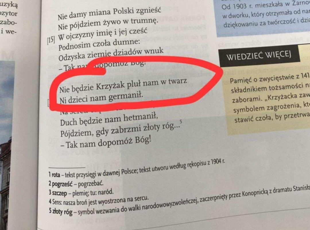 „Nie będzie Krzyżak pluł nam w twarz…”, czyli awantura o „Rotę”