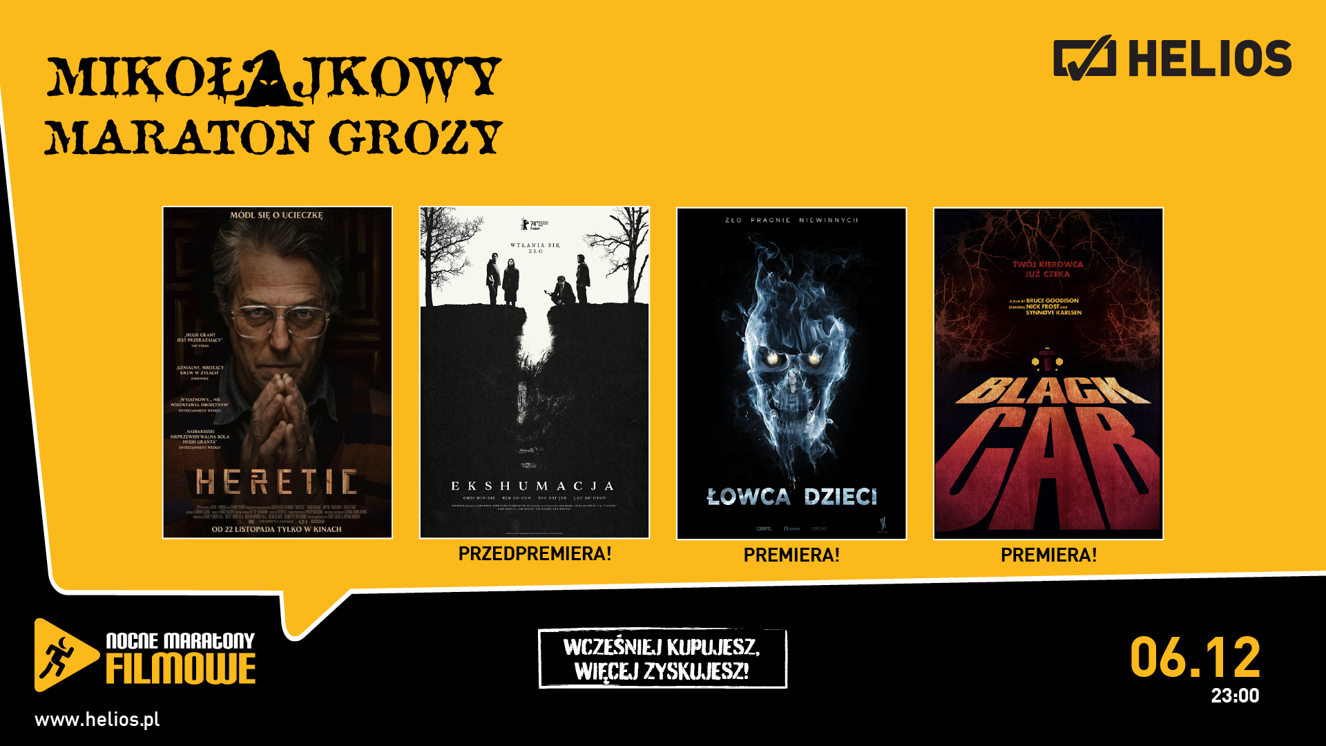 Helios zaprasza na Mikołajkowy Maraton Grozy