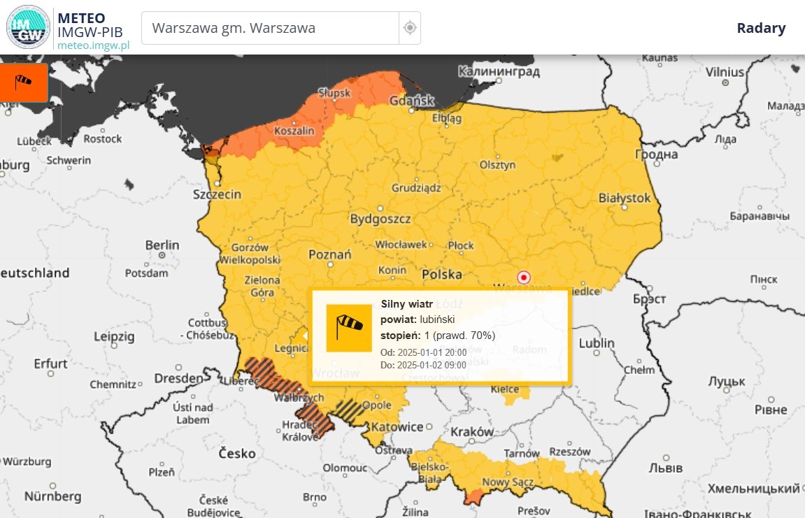 Uwaga na silny wiatr!
