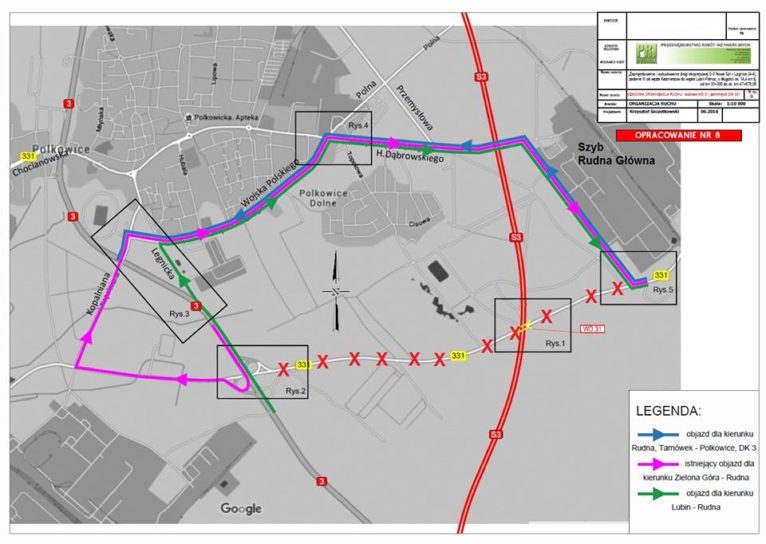 Mapa objazdu KGHM