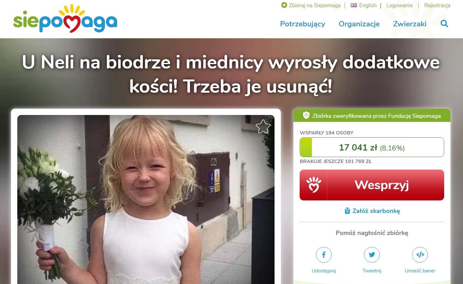 Bo liczy się czas – zbierają pieniądze dla 6-letniej Neli