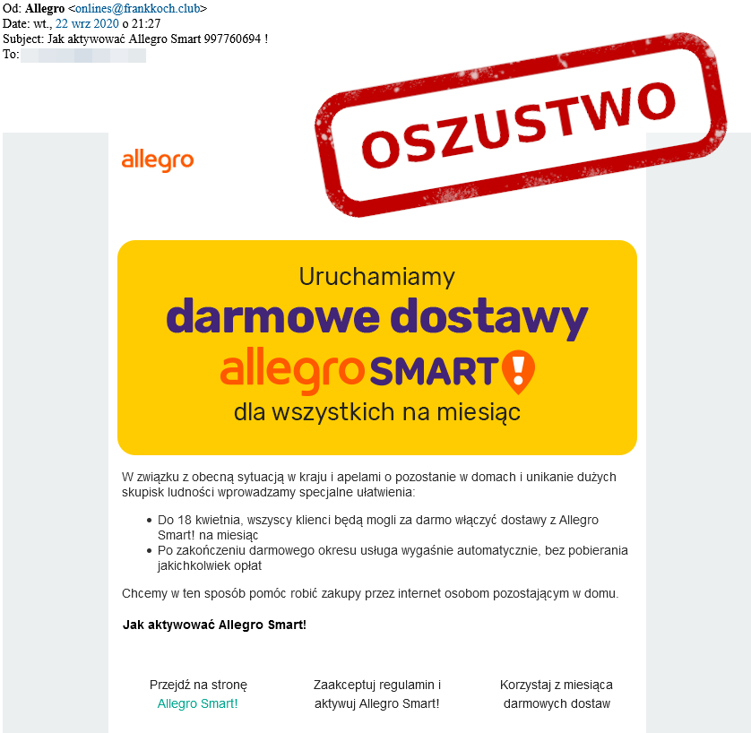 Oszuści podszywają się pod Allegro