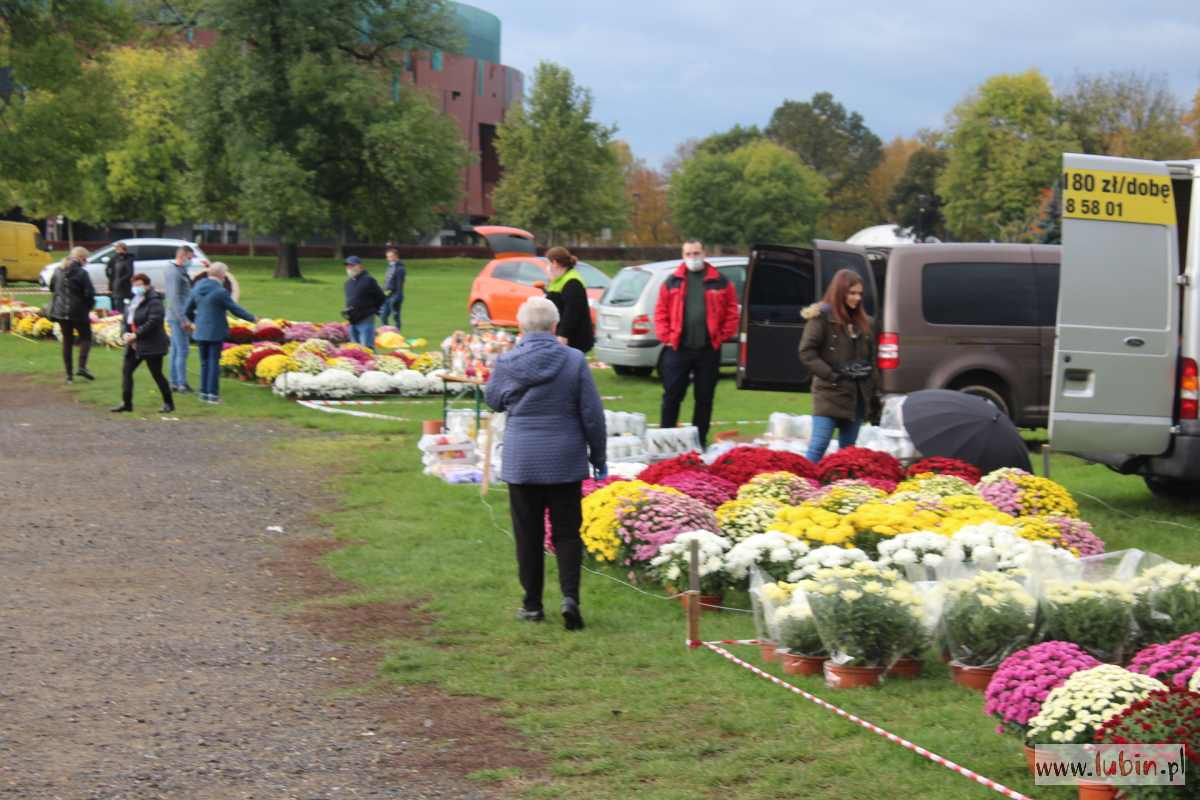 Na błoniach sprzedają kwiaty i znicze