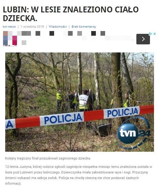 Artykuły o zwłokach dziecka to fake newsy