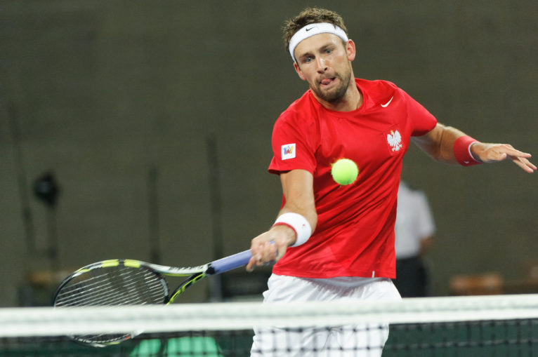 01.02.2013 WROCLAW HALA STULECIA TENIS PUCHAR DAVISA 2013 GRUPA 1 EUROPA/AFRYKA RUNDA 1 TENIS DAVIS CUP 2013 GROUP 1 EUROPE/AFRICA 1ST ROUND POLSKA - SLOWENIA (POLAND VS. SLOVENIA) N/Z LUKASZ KUBOT,  FOT PAWEL ANDRACHIEWICZ / PRESSFOCUS