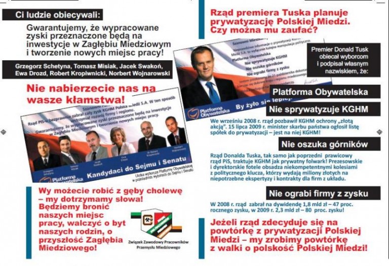 Ulotką w polityków PO
