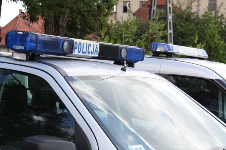 Z psem i rękami na policjanta