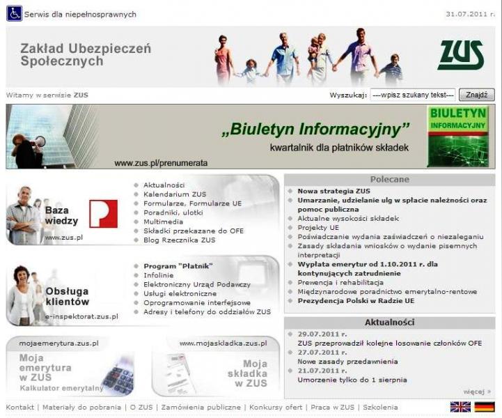 Witryna zus.pl w ścisłej czołówce