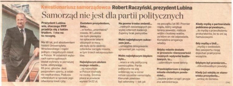 Zakwestionował w kwestionariuszu