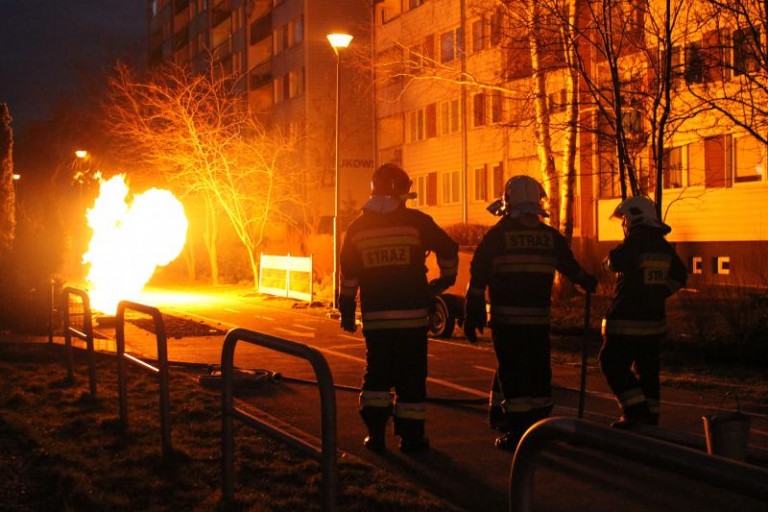 Pożar gazu na Ustroniu