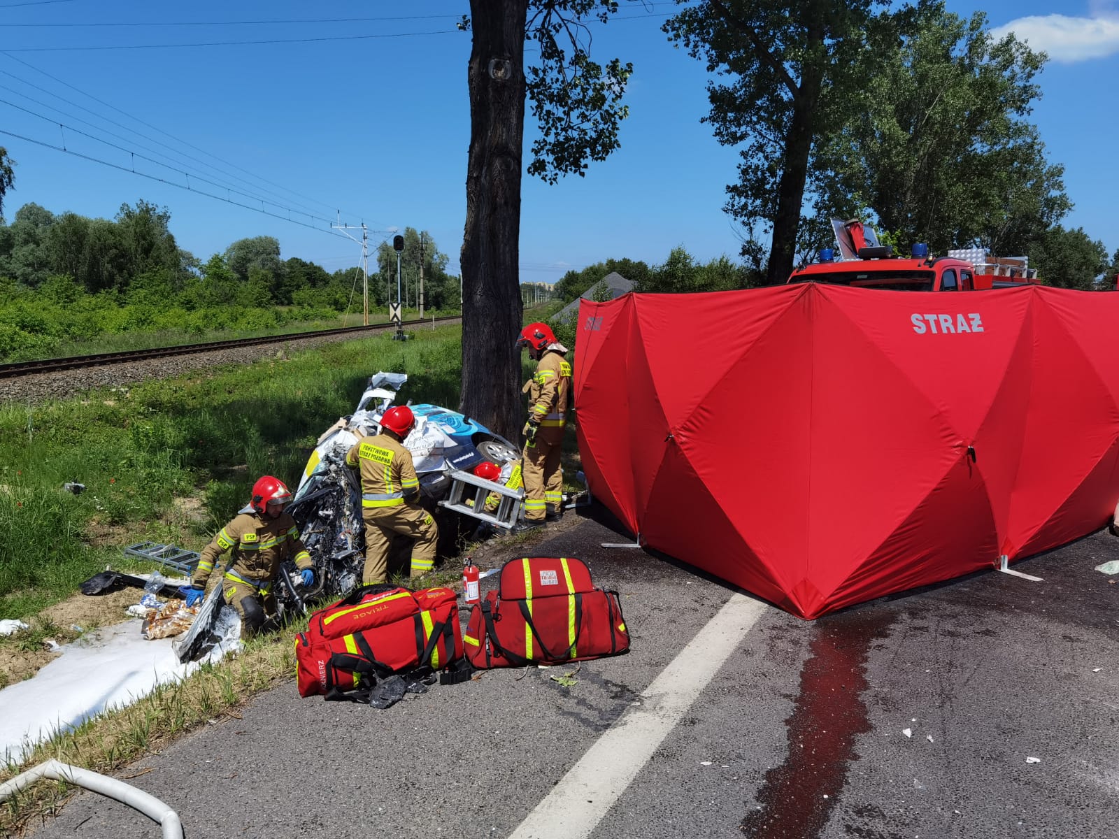 Śmiertelny wypadek, droga zablokowana